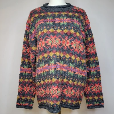 Vintage CLAUDIA D Women Size L Nordic Sweater Grannycore Eclectic Colorful - Image 1 of 4