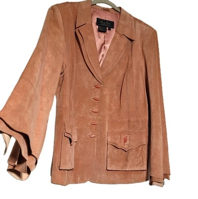Terry Lewis Classic Luxuries Suede Leather Womens 1X Orange Unique Jacket Blazer - Image 1 of 4