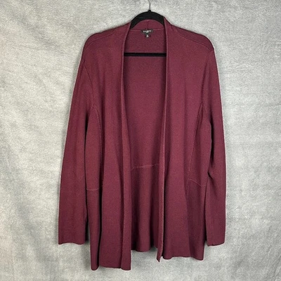 Talbots Sweater Womens 2X Burgundy Open Cardigan Stretch Comfort Career Preppy - Image 1 of 4