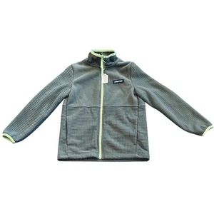 Lands' End Boy's Breathable Grid Fleece Full-Zip Jacket Size Medium 8 Green - Picture 1 of 10