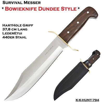 ANGLO ARMS Dundee Style Bowie Messer K-K-HUNT-794 Jagdmesser Outdoormesser 440Stahl 37,8cm