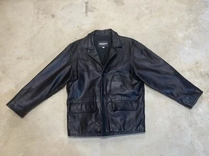 Buffalo David Bitton Jacket Men Medium Black Leather Designer Zip Bomber Coat - Picture 1 of 11