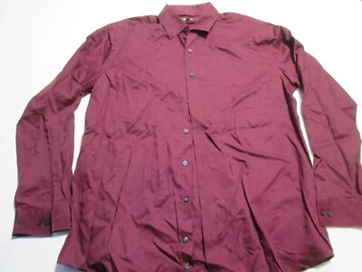 Camisa de vestir Kenneth Cole Reaction para hombre talla L borgoña 100 % algodón manga larga Foto 1 de 4