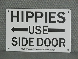 Custom Made Wood Hippies Use Side Door Left Pointing Arrow Vintage Style Sign - Picture 1 of 4