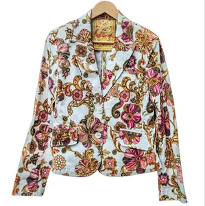 Robert Graham Blazer Jacket (Womens 10) White/Pink Floral Ombre Paisley - Picture 1 of 11