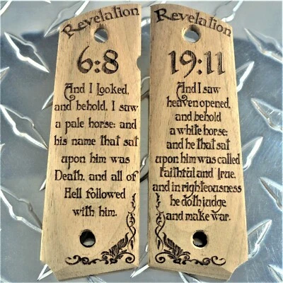 HKTC CUSTOMS Revelations Walnut Hardwood 1911 Grips Full Size / Commander - Made in USA