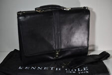 Kenneth Cole NY Parent Flap Black Briefcase Iconic Modern Vintage Document Case