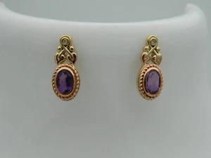 Welsh Clogau 9ct Gold Tree of Life Delphinium Amethyst Stud Earrings RRP £420.00 - Picture 1 of 4