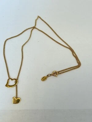 Collar colgante vintage AVON tono dorado corazón imitación lariat 17,5" Foto 1 de 3