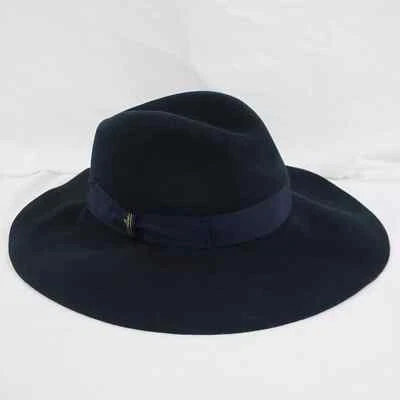 Borsalino Alessandria Fedora Hat, Unlined Fine Wool Felt, S, Navy, Made in Italy - Image 1 of 4