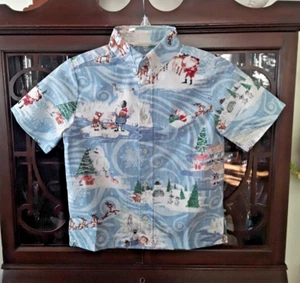 Reyn Spooner Boy's "RUDOLPH THE RED-NOSED REINDEER" Holiday Blue Full Button - Picture 1 of 6