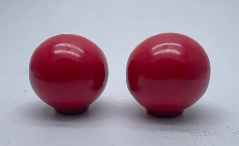 Vintage Red Ceramic Cabinet Drawer Pull Knobs Lot of 2 Cover