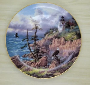 Vigilant Beacon Arcadia National Park God Bless America Plate Danbury Mint Eagle - Imagen 1 de 5