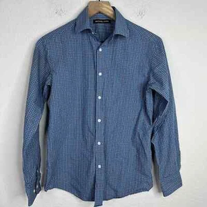 Michael Kors Shirt Kids 16 Blue Plaid Long Sleeve Button Dressy Business Casual - Picture 1 of 9