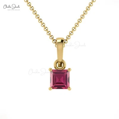 Colgante Hecho a Mano 1/2 CT Genuino Turmalina Rosa Sólido Oro 14k Piedras Preciosas Colgante Foto 1 de 4