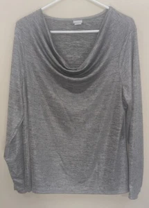Chico’s Metallic Silver Knit Cowl Neck Blouse Top Women’s Size 3 (XL) NWT - Picture 1 of 14