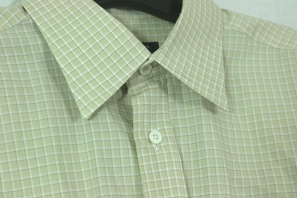 Gitman Bros For LeConte Ltd Beige Plaid Dress Shirt 16 - 34 Cotton Made in USA - Image 1 of 4