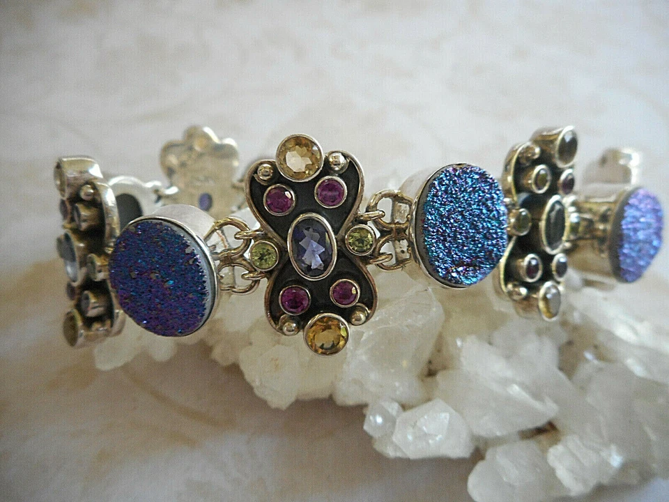 Brazalete Nicky Butler plata esterlina druzy citrino amatista turmalina 62NB2 Foto 1 de 4