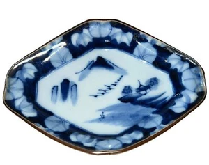 Antique Japanese Blue And White Porcelain Arita Dish Aoki - Picture 1 of 3