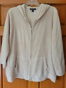 Women's Zippered Front Cardigan Sweater Peach / Beige Color Size L 18/20 Roman's - Picture 1 of 2