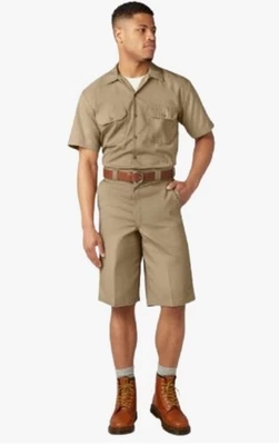 NUEVO Pantalones Cortos de Trabajo Dickies Beige Para Hombre 13" Calce Suelto Multibolsillo Caqui Talla 38 Foto 1 de 4