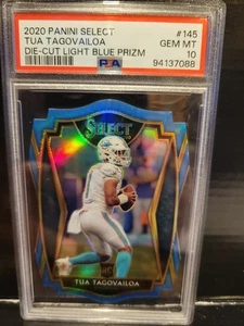Panini Select 2020 - Premier Level Tua Tagovailoa #145 azul claro Prizm troquelado - Imagen 1 de 2