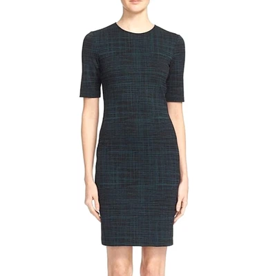 Vestido Vaina THEORY Rijik B Configure Escotilla Cruzada Tejido Elástico Talla 4 Negro Verde Foto 1 de 4