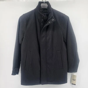 Dockers Black Wool Blend Zip Up Jacket Mens size small Lined heavy warm Washable - Picture 1 of 10