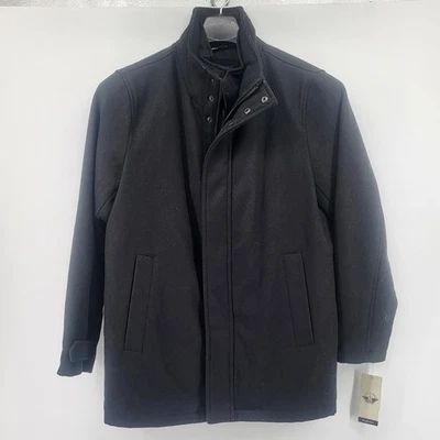 Dockers Black Wool Blend Zip Up Jacket Mens size small Lined heavy warm Washable - Image 1 of 4