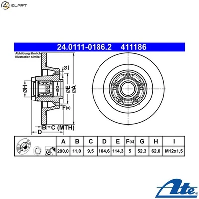2x BRAKE DISC 24.0111-0186.2 FOR RENAULT F4R 874 2.0L 4cyl MEGANE III - Image 1 of 4