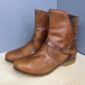 Teva de la Vina Damengröße 11 M/42 braune Leder-Stiefeletten seitlicher Reißverschluss Stiefel - Bild 1 von 9