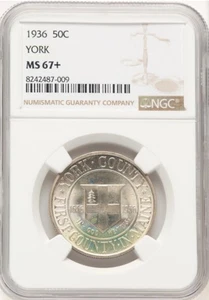 1936-York Commemorative Silver Half Dollar - 50C - PCGS MS 67+ - Superb Gem - Picture 1 of 4