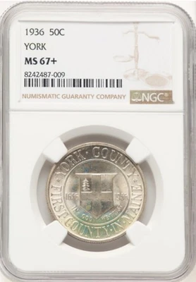 1936-York Commemorative Silver Half Dollar - 50C - PCGS MS 67+ - Superb Gem - Image 1 of 4