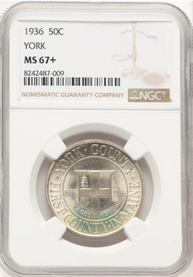 1936-York Commemorative Silver Half Dollar - 50C - PCGS MS 67+ - Superb Gem - Image 1 of 4