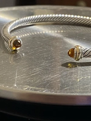 Brazalete David YURMAN 4mm Plata de Ley 925 Citrino y Oro 18k Mediano Foto 1 de 4