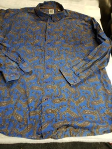 Cinch Mens Western Shirt XL Blue Floral Paisley Long Sleeve Button Down - Picture 1 of 9