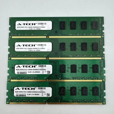 Lot of 4 A Tech 4 GB PC3-10600 (DDR3-1333) 2Rx8 DDR3 Desktop Memory - Image 1 of 2