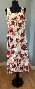 100% Cotton Button Down Summer Dress Size M Sleeveless Lined Fruit Pattern - Picture 1 of 6