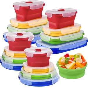 16 Pack Collapsible Food Storage Containers with Lid Foldable 8 Pcs Rectangle... - Picture 1 of 6