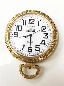 Reloj de bolsillo Belair cuarzo tono dorado grabado en estado de funcionamiento - Imagen 1 de 2