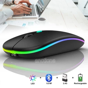 PC Maus Kabellos Bluetooth und Funk für Computer MAC Aufladbare leise Maus LED - Bild 1 von 13
