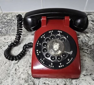 Vintage Red & Black Western Electric Bell Rotary Phone ▪︎ Rare Color Scheme - Picture 1 of 9