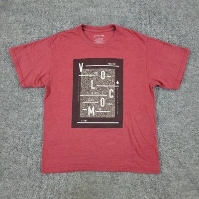 Camisa Volcom masculina grande logotipo vermelho soletrado gráfico manga curta gola redonda - Imagem 1 de 4
