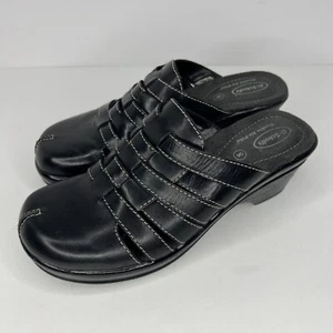 Dr Scholl's Brenna Double Air Pillow Mules Womens Size 8 Black Leather Clogs - Picture 1 of 9