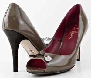 $298 COLE HAAN AIR TALIA Greige Patent Leather Designer Stacked Heels Pumps 6.5  - Picture 1 of 4