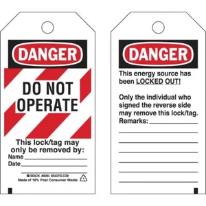 Brady Danger Tag 5-3/4 x 3 In Polyester Laminated Pack of 25 65525 - Picture 1 of 1