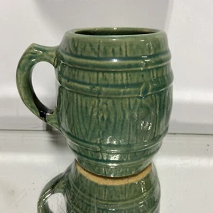 VTG. McCoy Pottery Shield 4 Mark Green Barrel Mug - Picture 1 of 15