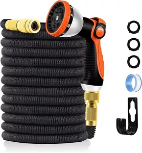 More details for expandable garden hose pipe - water hose with 10 function spray nozzle 50/100 ft