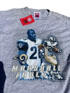 VINTAGE ST. LOUIS RAMS T SHIRT MENS Medium MARSHALL FAULK FOOTBALL NOS - Picture 1 of 2