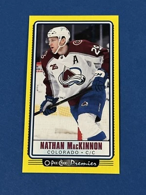 2021-22 O-Pee-Chee Nathan MacKinnon Premier Tall Boy Yellow #P-4 Colorado - Image 1 of 2